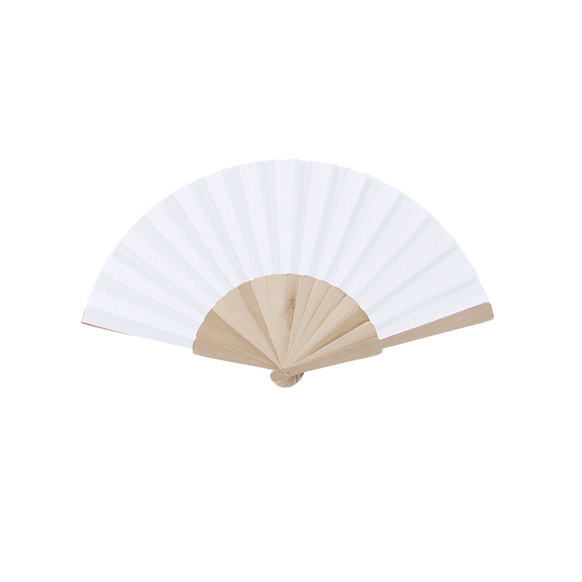 Abanico blanco de madera y tela Elegancia natural para tus eventos especiales