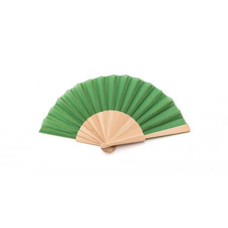 Abanico blanco de madera y tela Elegancia natural para tus eventos especiales