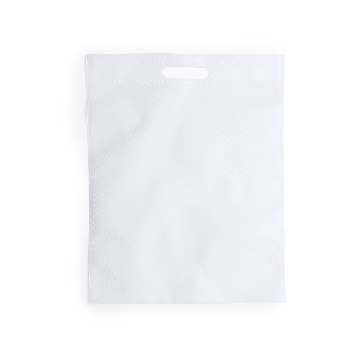 Bolsa blanca non-woven con asas troqueladas