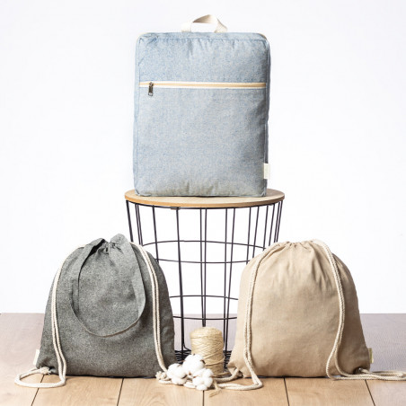 Mochila de cuerdas de algodón reciclado: práctica sencilla y con estilo natural