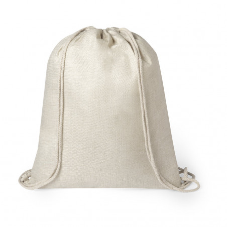 Bolsa mochila de cuerdas en poliéster natural: práctica, resistente y con estilo sencillo
