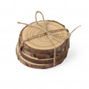 Posavasos de madera natural para invitados con cuerda de yute