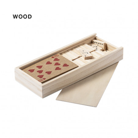 Baraja y Dominó Ecológicos: Set de Juegos Clásicos en Caja de Madera