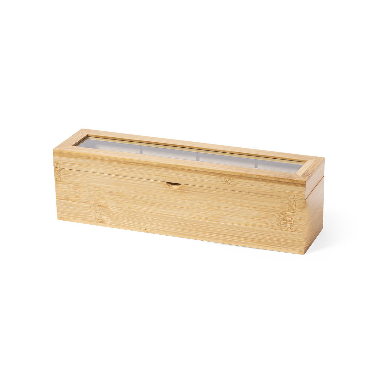 Caja de té de bambú con tapa de cristal Elegancia y organización en tu cocina