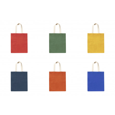 Bolsa de yute en varios colores y asas de algodón en color natural