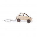Llavero de madera en forma de coche con acabado bicolor