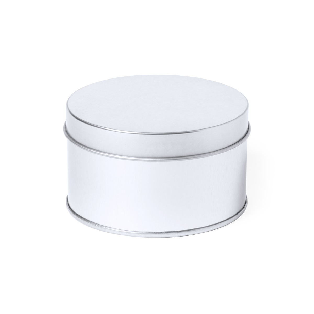 Caja de presentación redonda metálica plateada