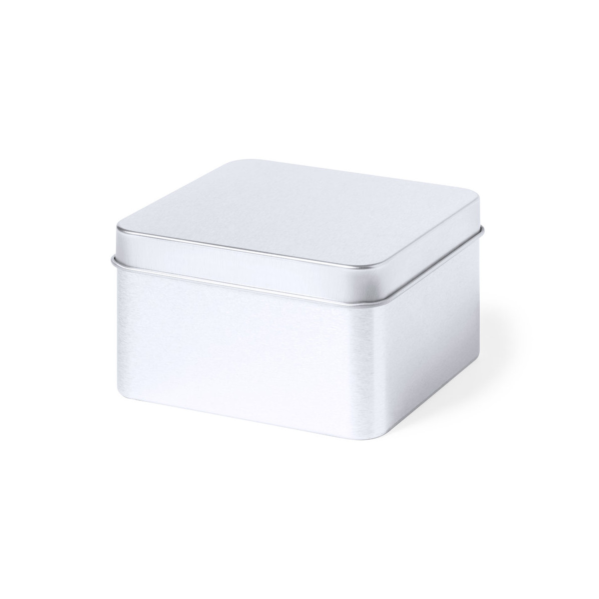 Caja de presentación metálica plateada cuadrada