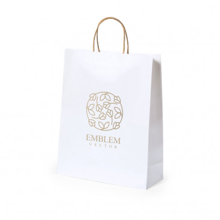 Bolsa nature blanca M con asas en tono natural para presentación