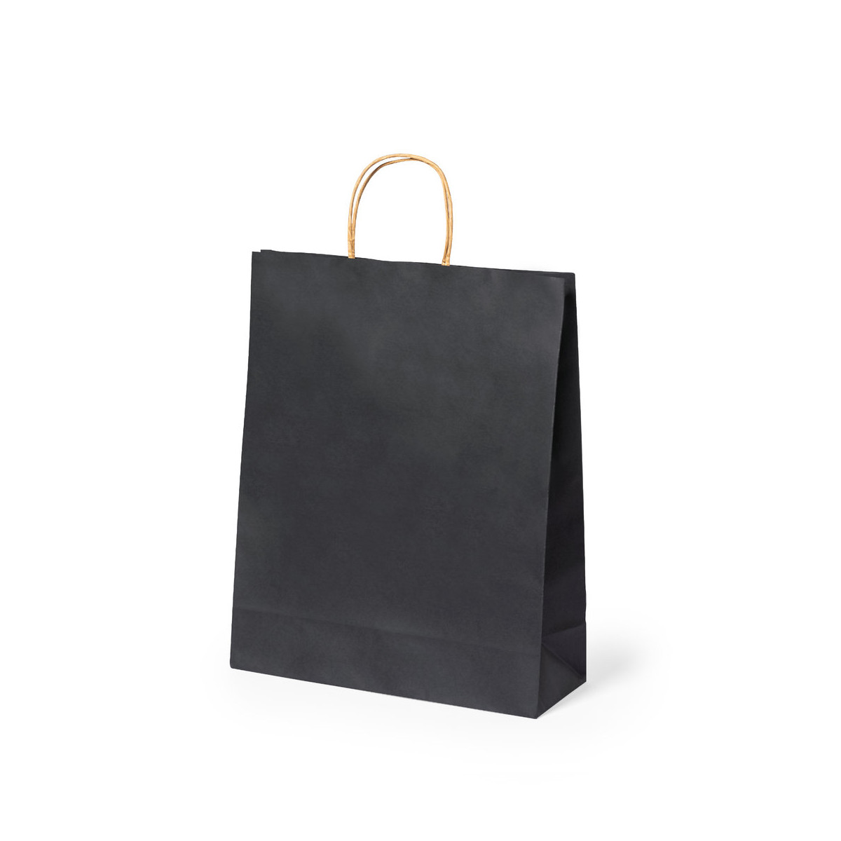 Bolsa negra en papel reciclado con asas nature M