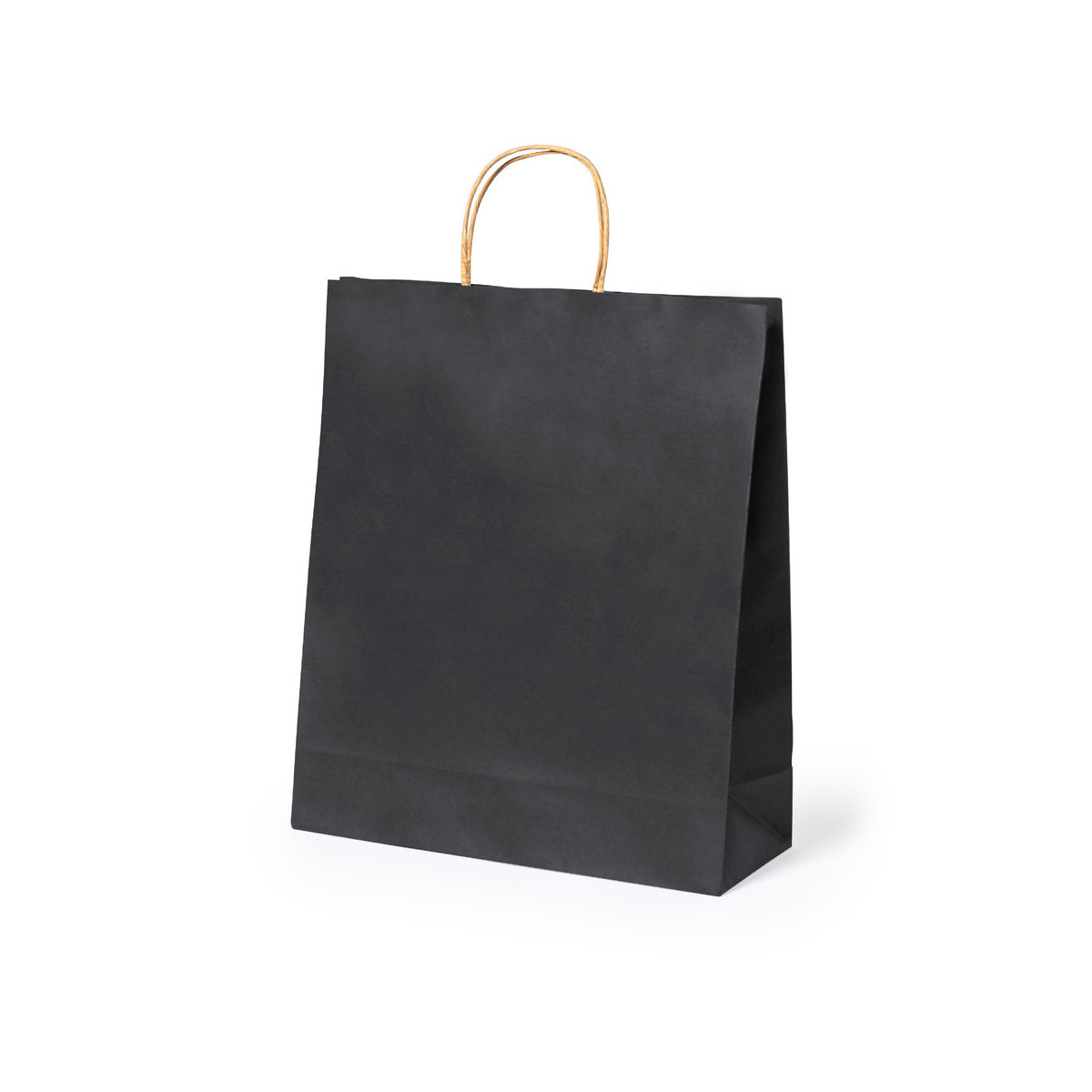 Bolsa negra L en papel reciclado con asas nature