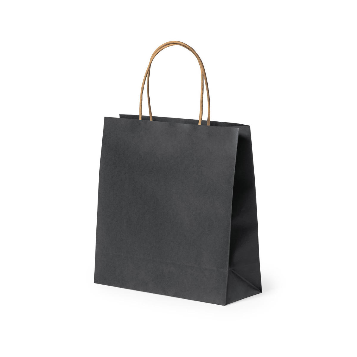 Bolsa negra S en papel reciclado con asas nature