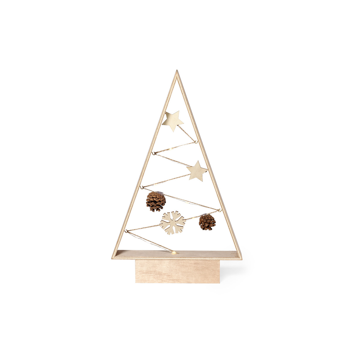 árbol de navidad de mesa de madera pequeño y decorado