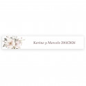 Adhesivo personalizado rectangular 5x1 fondo blanco flores pastel para bodas