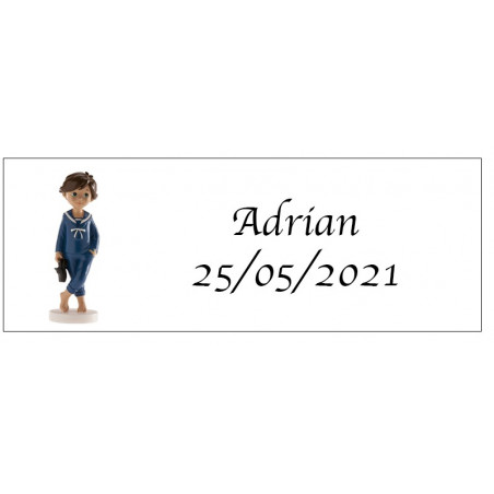 Abridor de metal en forma de ancla con caja y adhesivo para comunión de niño