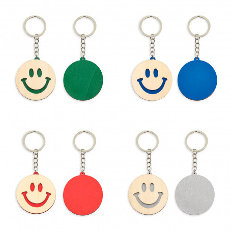 Llavero emoji de madera con colores vivos