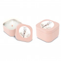 Vela aromática en caja rosa personalizada para detalles de bodas