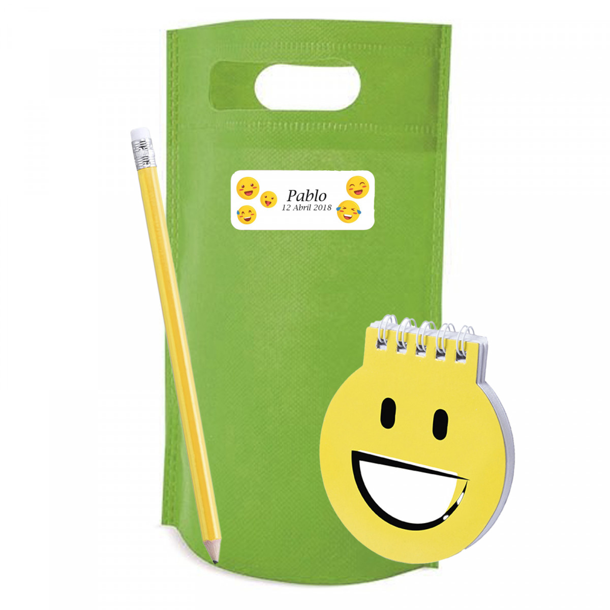Detalles Invitados Niños Libreta de Emojis con Lápiz en Bolsa Personalizada