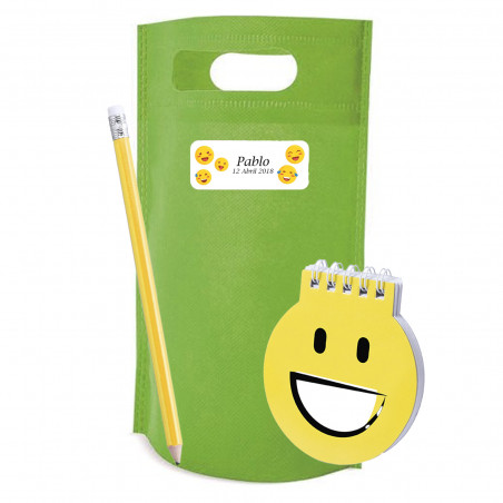 Detalles Invitados Niños Libreta de Emojis con Lápiz en Bolsa Personalizada