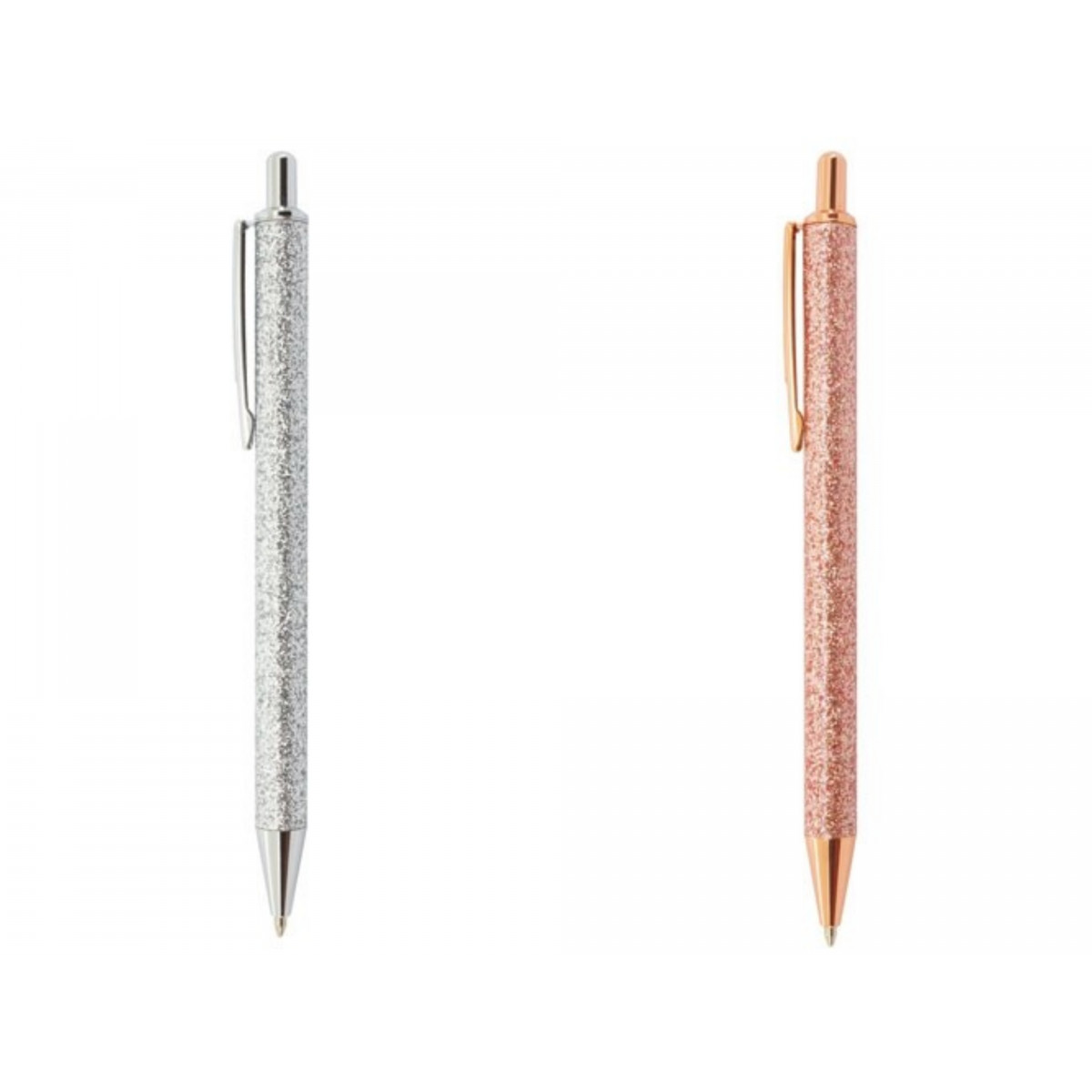 Bolígrafo de Metal con Acabado Glitter Encapsulado: Colores Plata y Oro Rosado