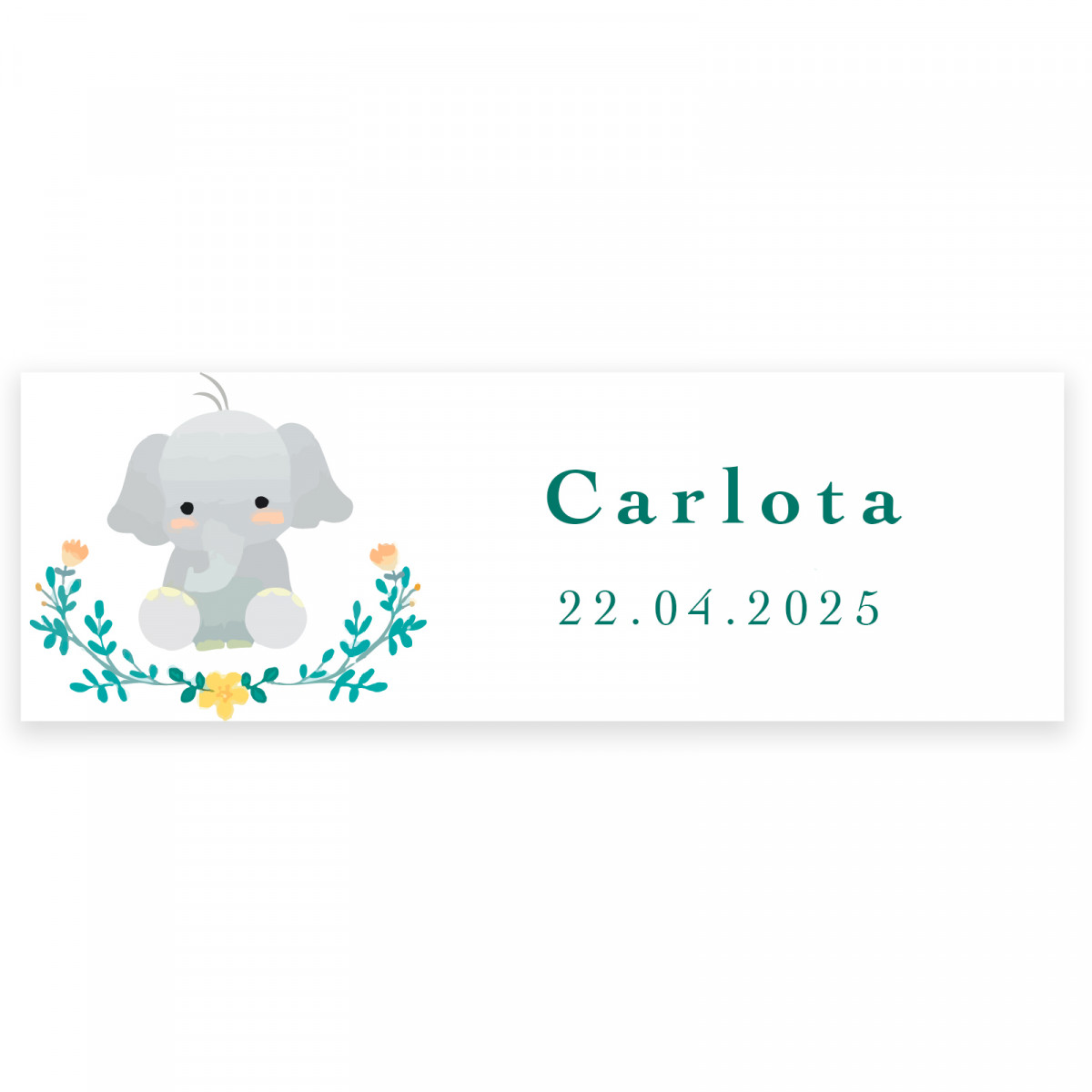 Adhesivo 6x2cm personalizable con diseño elefante