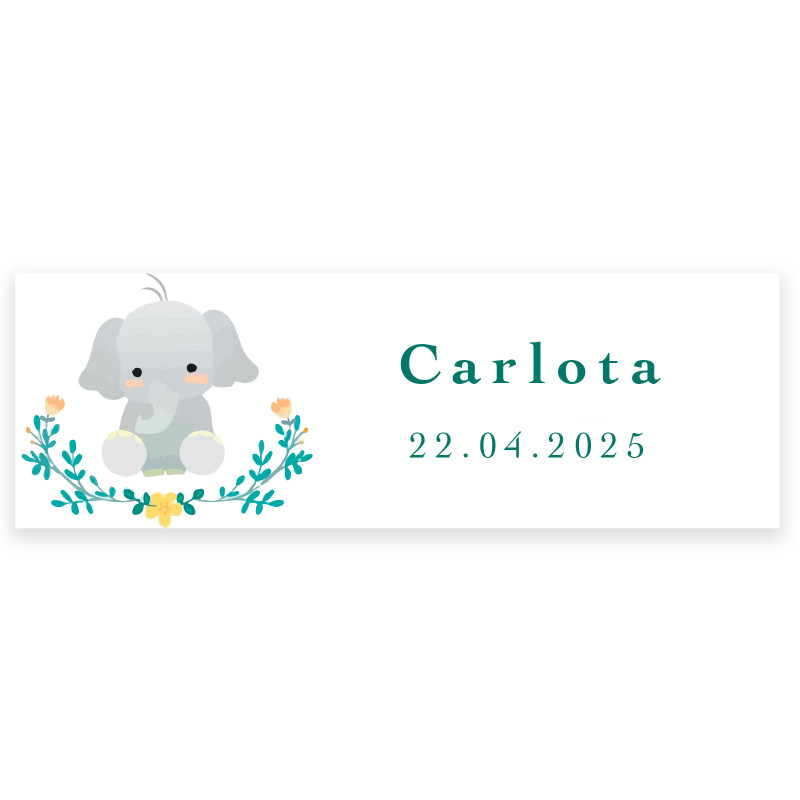 Adhesivo 6x2cm personalizable con diseño elefante