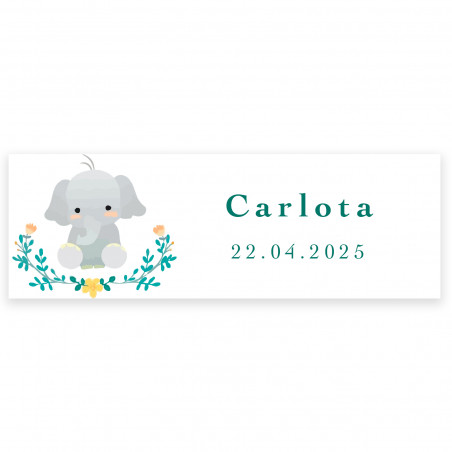 Adhesivo 6x2cm personalizable con diseño elefante