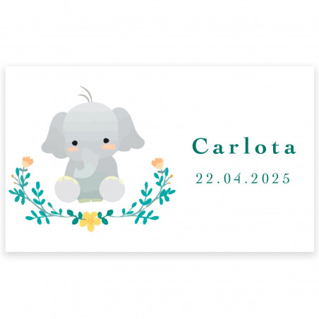 Adhesivo 5x3cm personalizable diseño elefante