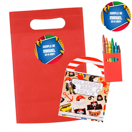 Detalles Infantiles Libro pirata para colorear con ceras en bolsa
