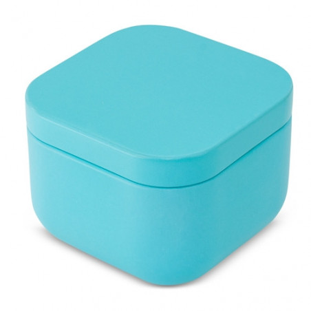 Vela aromática en caja metálica azul con adhesivo personalizado para bautizos