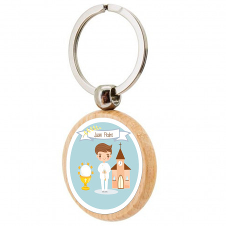 Llavero de madera primera comunión niño personalizable para detalles
