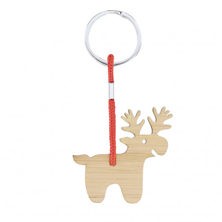 Llavero navideño de bambú en sobre rojo personalizado para regalar