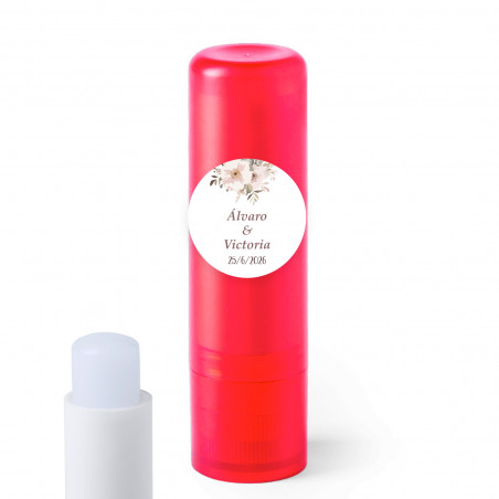 Bálsamo labial con adhesivo personalizado 3cm floral personalizable para detalles