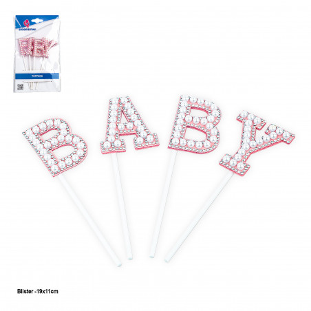 Topper de letras baby rosas