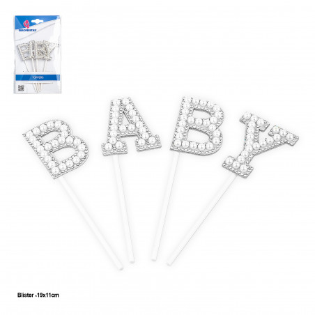 Topper de letras baby blancas