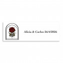 Adhesivo personalizable 6x2cm rosa vintage para bodas