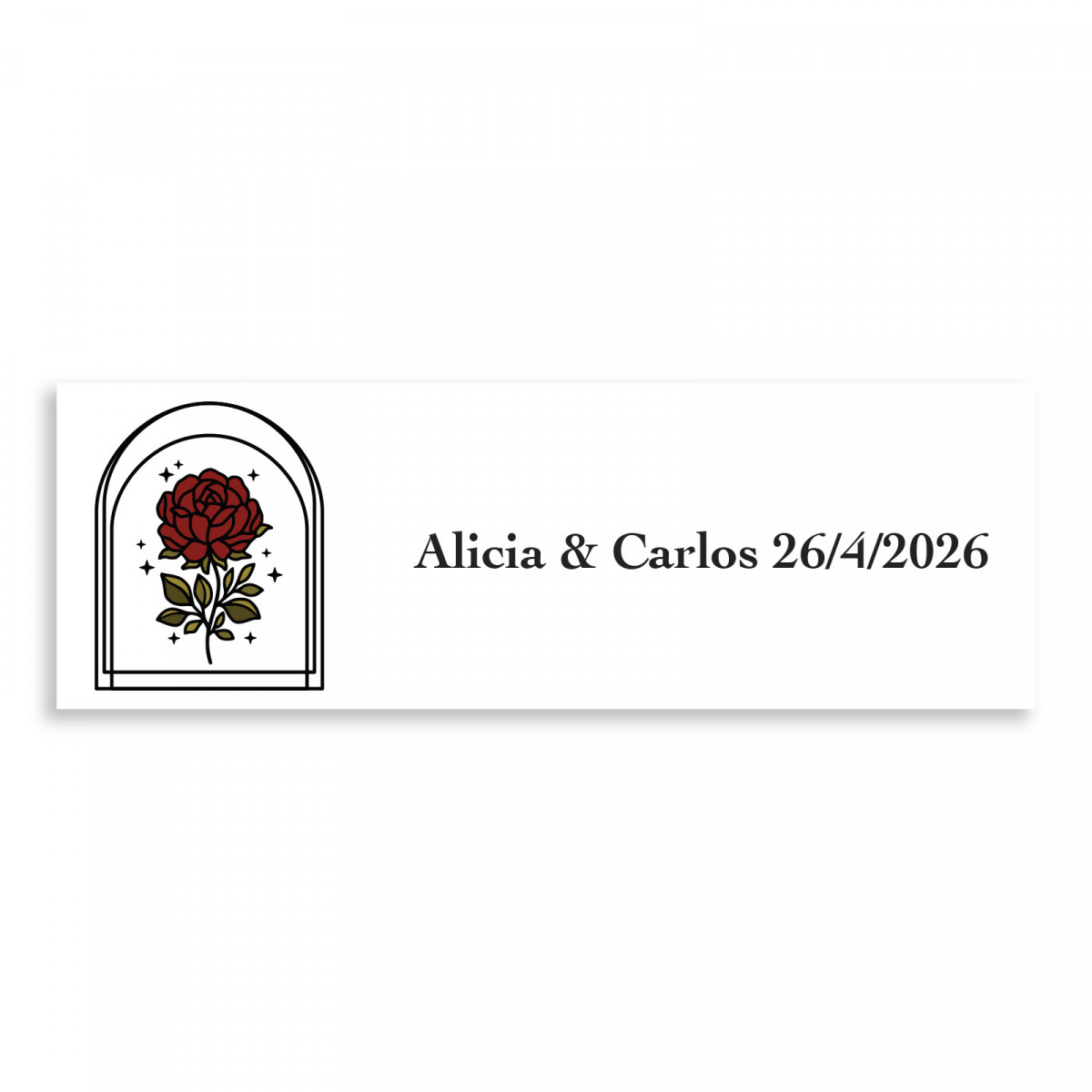 Adhesivo personalizable 6x2cm rosa vintage para bodas