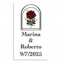 Adhesivo personalizable 3x5cm rosa vintage para bodas