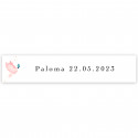 Adhesivo 5x1cm paloma rosa personalizable