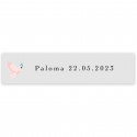 Adhesivo transparente 5x1cm paloma rosa personalizable