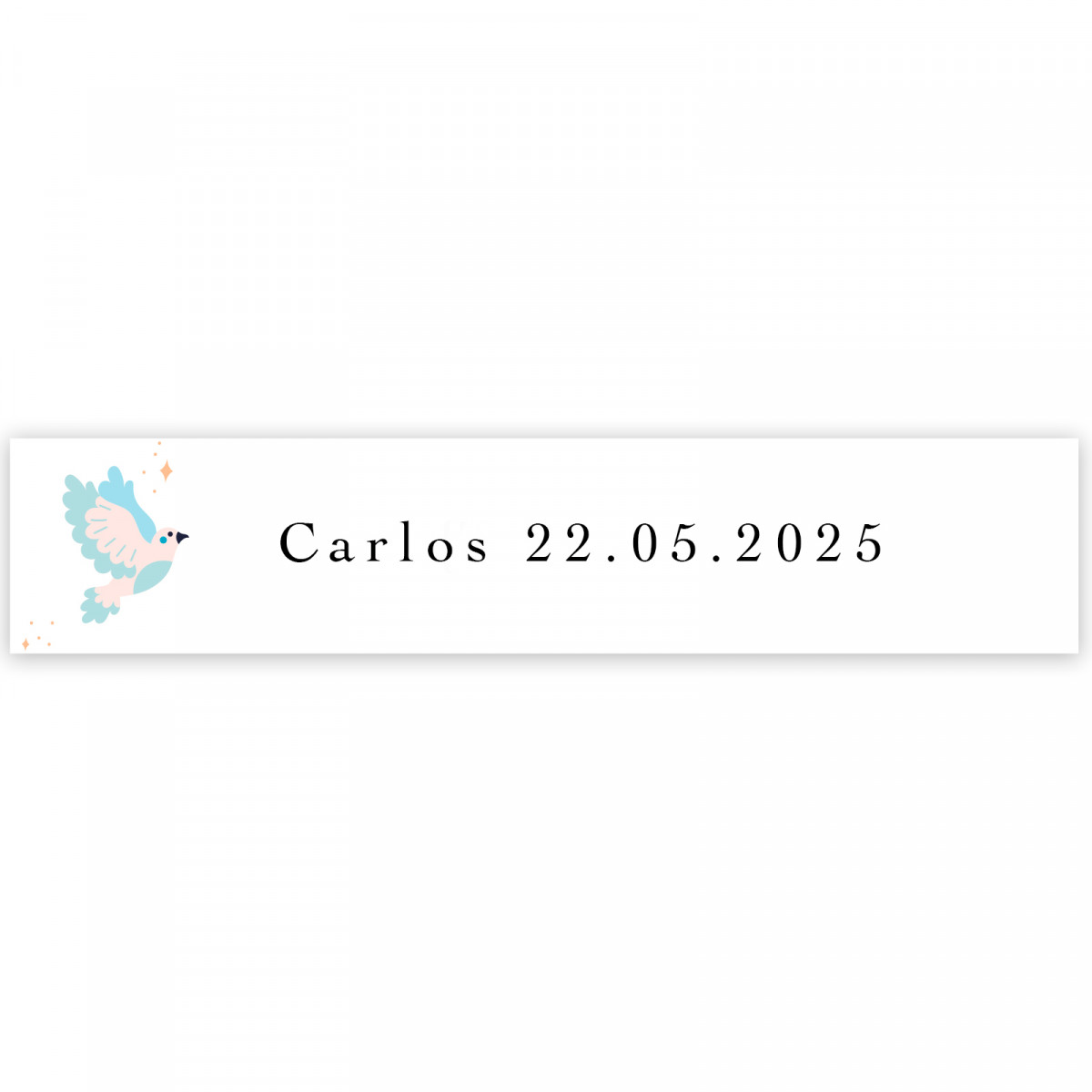 Adhesivo 5x1cm paloma azul personalizable