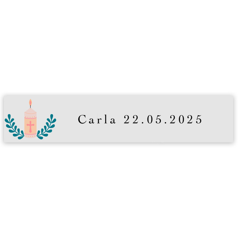 Adhesivo transparente 5x1cm personalizable para primera comunión