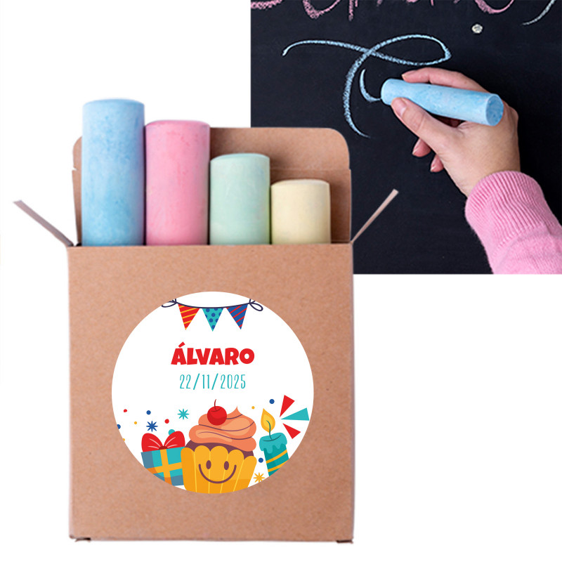Detalles Cumpleaños Personalizados Tizas en Caja