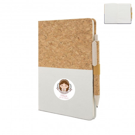 Libreta de corcho personalizada con adhesivo de comunión de niña