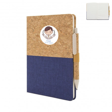 Libreta de corcho personalizada con adhesivo de niño para comunión