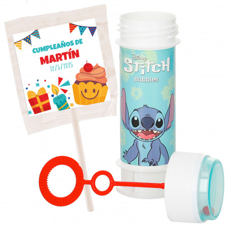 Pompero stitch con piruleta y adhesivo personalizado para detalles