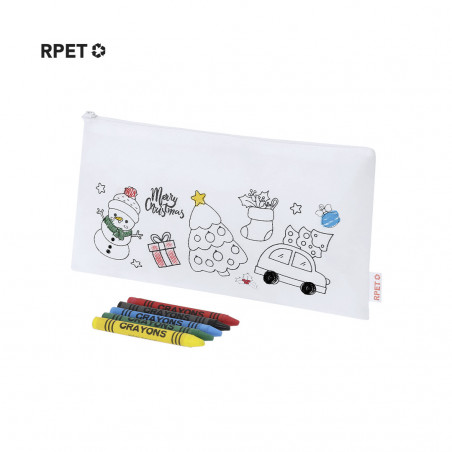 Estuche de navidad para colorear con ceras y etiqueta personalizada para regalar