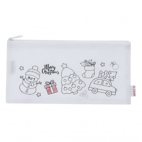 Estuche de navidad para colorear con ceras y etiqueta personalizada para regalar