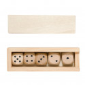 Juego de dados de madera en caja personalizada con adhesivo de bautizo