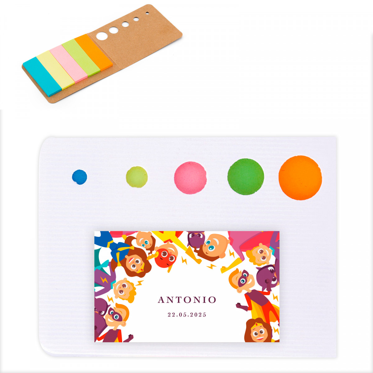 Bloc de post it con adhesivo superhéroes personalizable para detalles